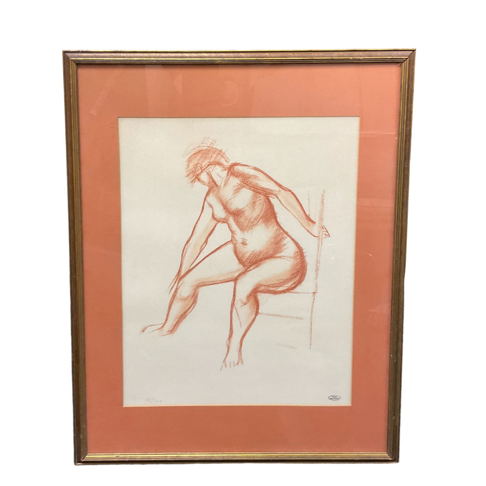 Andre Derain (France) Limited Edition Lithograph: 1957 Seated Woman by French Artist Andre Derain Limited Edition Lithograph. Numbered 18 of the 300 edition on lower left and Stamped 'Atelier Amore Derain' on Lower right. Approx. visible area 22 tall