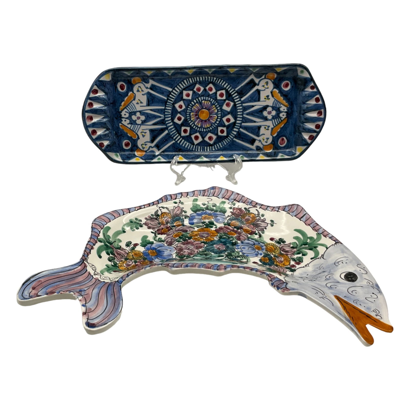 Pair of Mediterranean Ceramic Trays Signed (1 of 5)