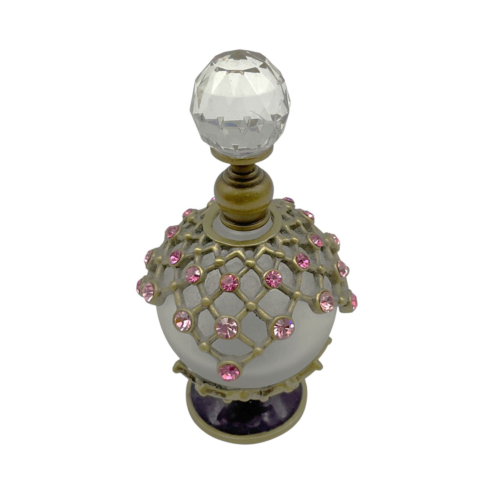 Ornate Jeweled Glass Perfume Bottle with Dauber (1 of 4)
