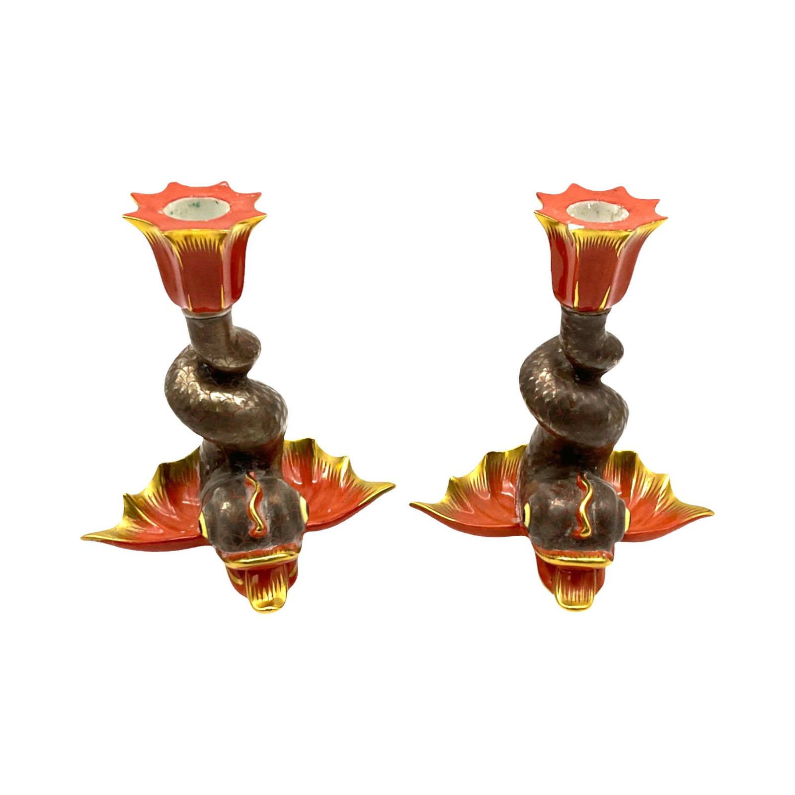Pair of Herend Porcelain Candlestick Holders ca.1960s-1970s (1 of 7)