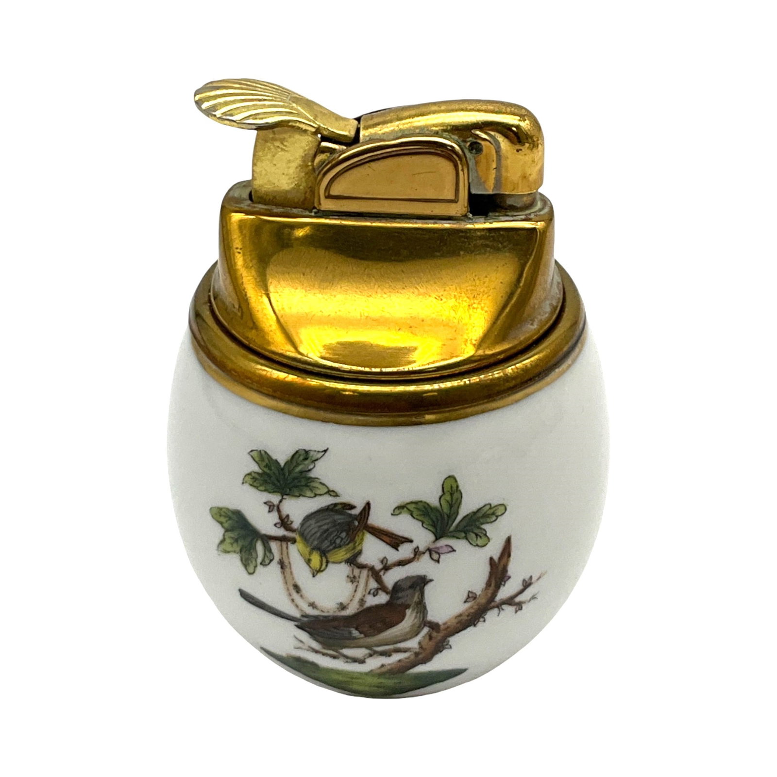 HEREND Hungary 6043 Lighter Porcelain ca. 1930's: HEREND Hungary 6043 Lighter Hand Painted birds and butterflies on Porcelain ca. 1930's. Approx. 3 inches tall x 2 across, 6.2 oz.