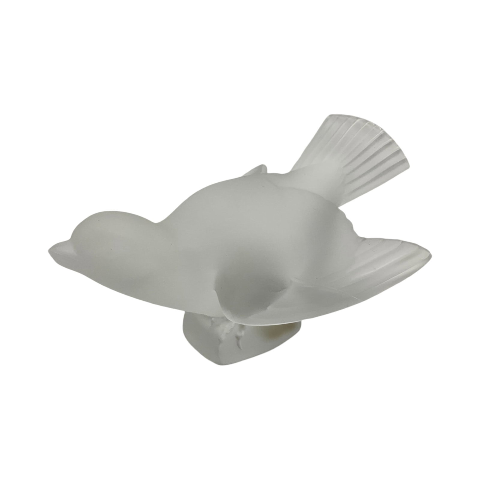 Lalique Sparrow Frosted Paperweight Signed: Lalique Crystal Sparrow Wings Out Signed Paperweights. Approx. 3.25 inches tall x 4 wide x 5 deep, 1.1 lbs.