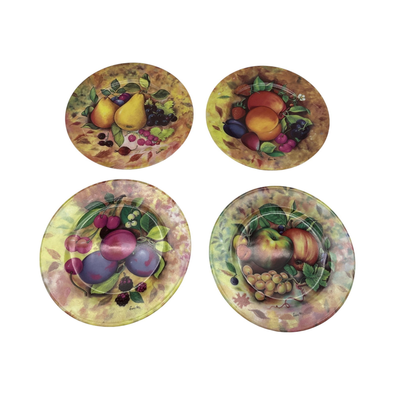 Lot of 4 Limoges France Hand Painted Plate Set: Lot of 4 Limoges France Hand Painted by S Marino for Godinger fruit Plate Set