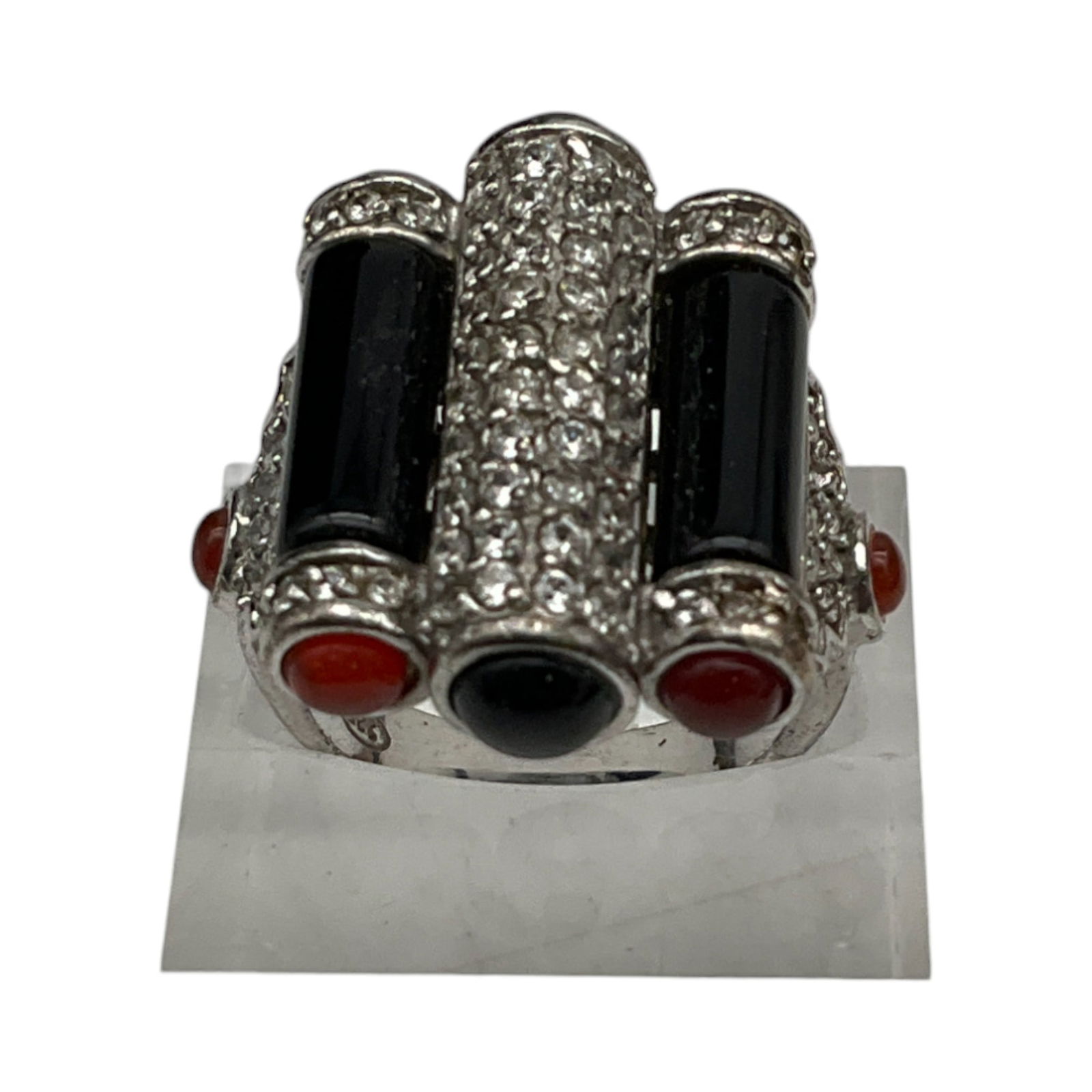 Cristina Sabatini Sterling Silver Onyx & Carnelian Ring Sz. 6.25 (1 of 5)
