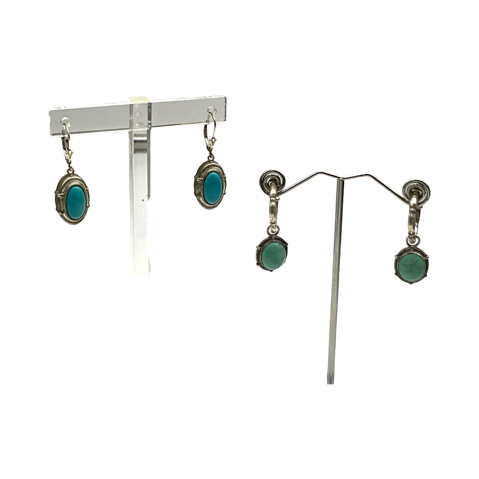 Lot of 2 Pairs of Sterling Silver Turquoise Earrings (1 of 5)