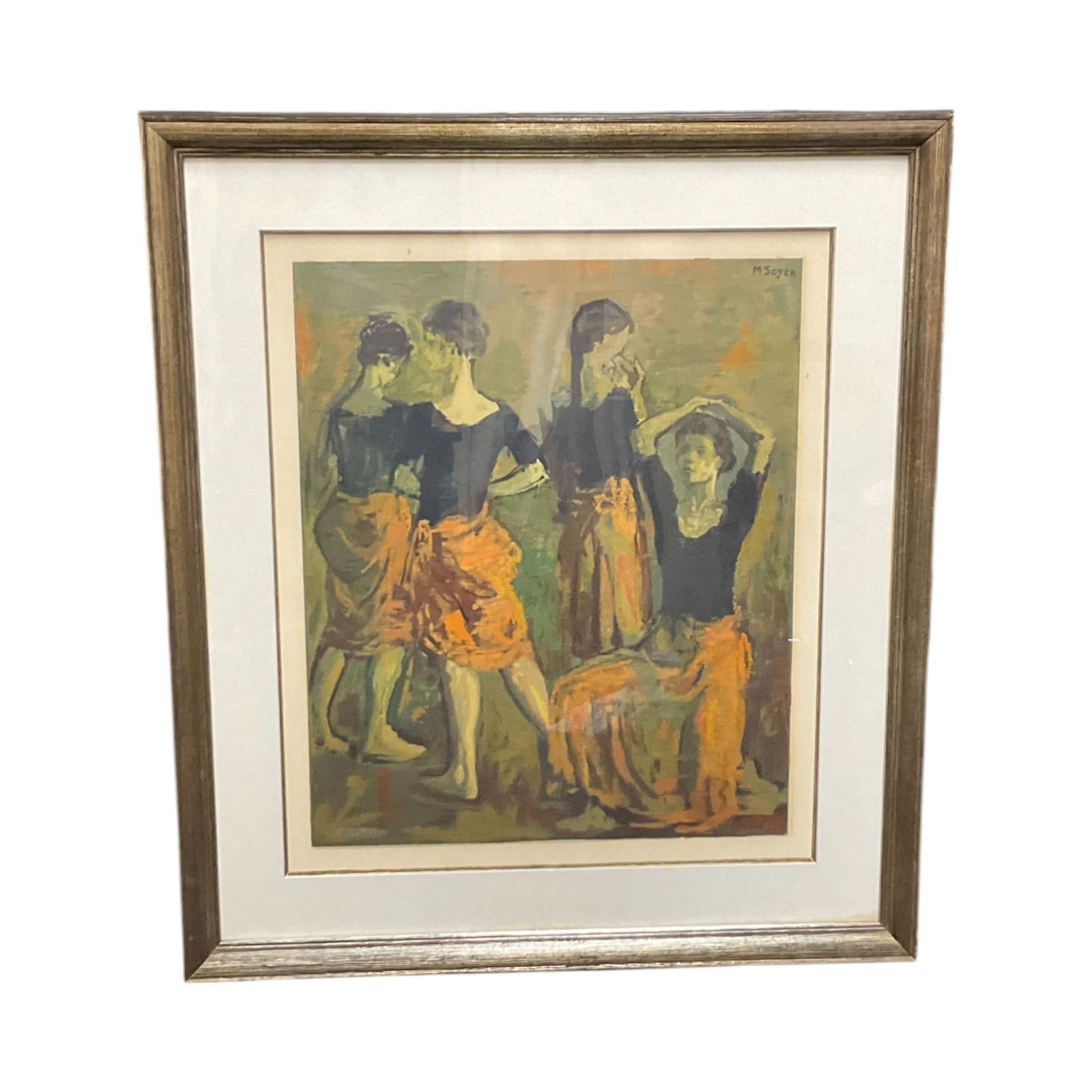 Moses Soyer (American, 1899-1974) Signed Dancers Silk Screen: Moses Soyer (American, 1899-1974) Signed Dancers Silk Screen. Approx. 34.5 inches tall x 31 wide.