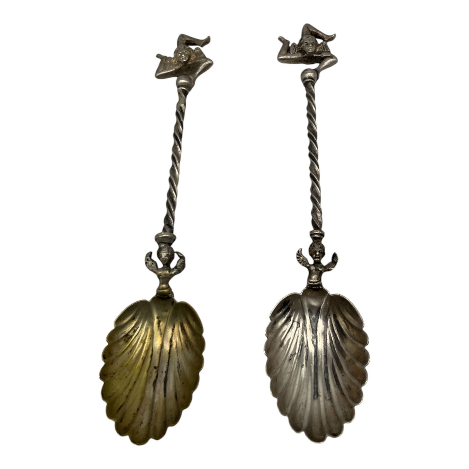 Pair Sterling Silver Spoons, Trinacria Finial (1 of 3)