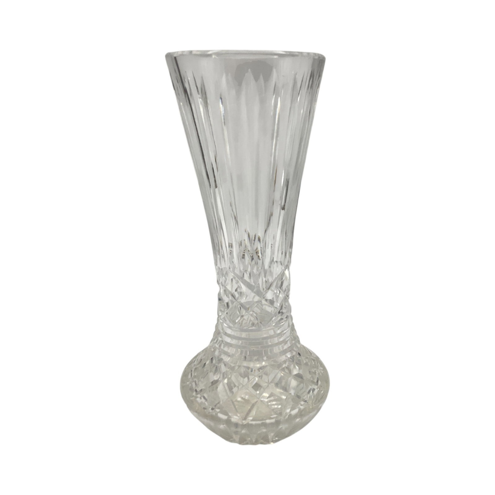 Waterford Cut Crystal Vase: Waterford Cut Crystal Vase. Approx. 10 inches tall x 3.75 across, 2.11 lbs.