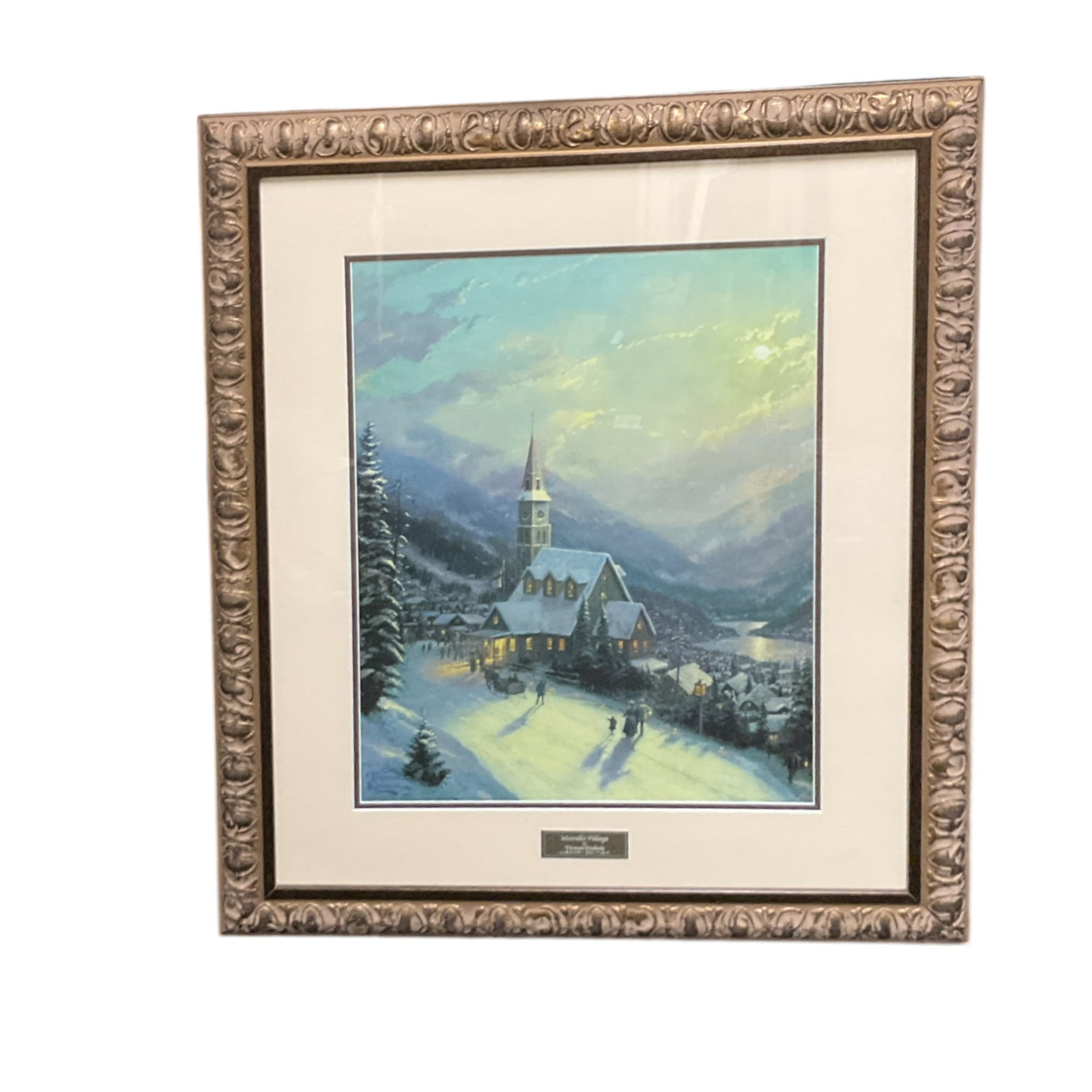 Thomas Kinkade Library Edition Moonlit Village Screen Print (1 of 3)