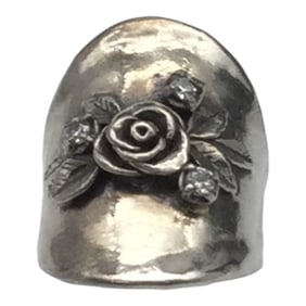 925 3D Floral Wide Band/Ring Israel Sz. 8.25