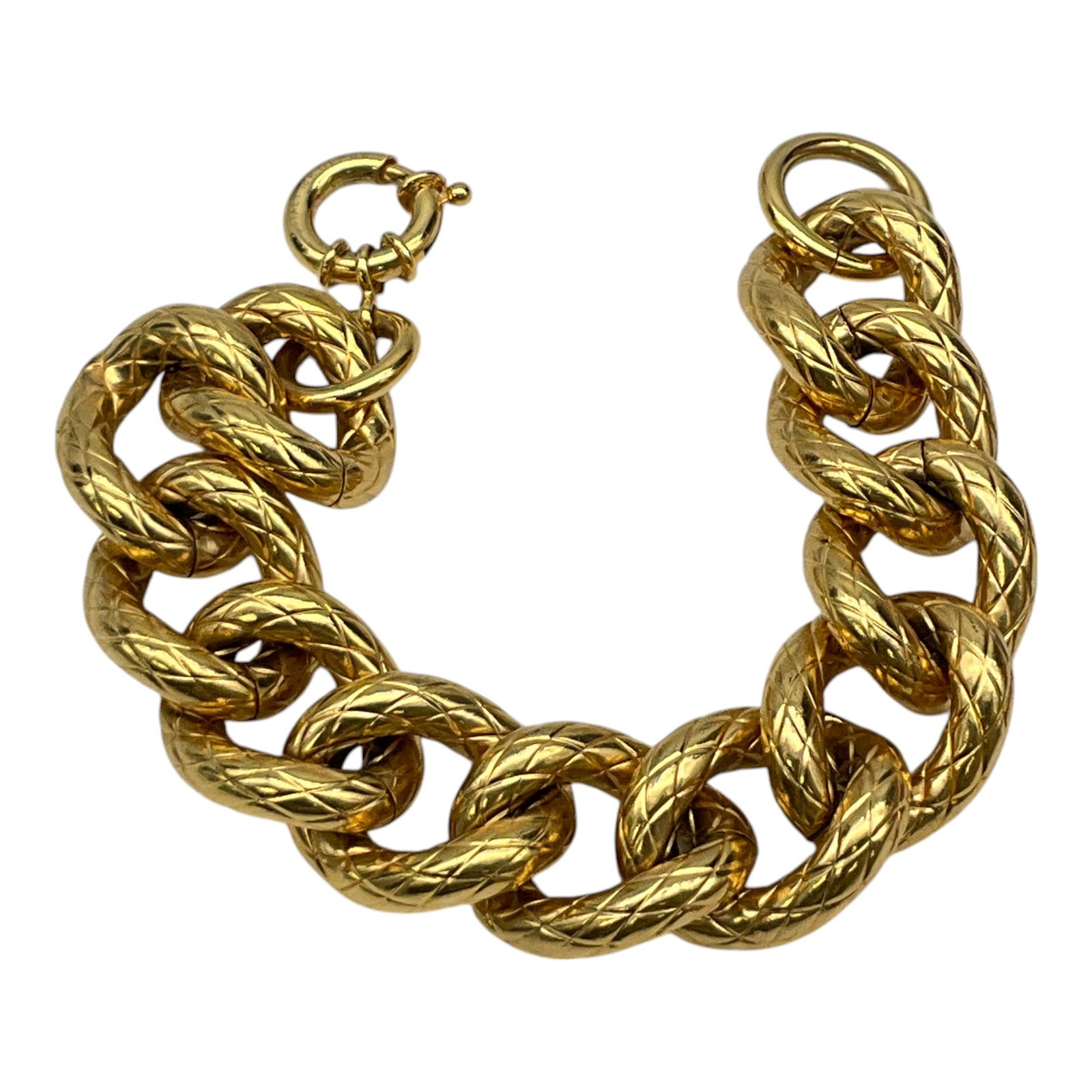 ITALY Signed 18K GEP Bronze Large Link Bracelet (1 of 4)