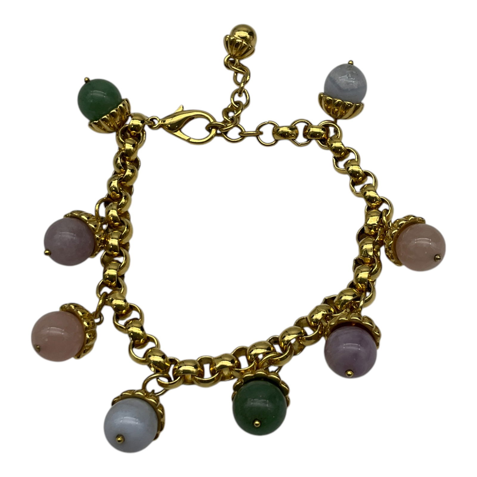 Gold Charm Bracelet W/Multicolored Stones (1 of 2)