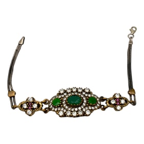 Mixed Metal 925 Marked Sterling Silver Bracelet