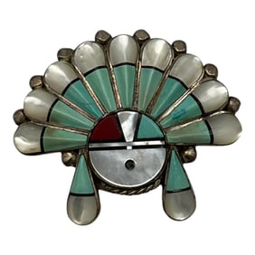 E. Edaakie Zuni Signed Native American Brooch/Pendant