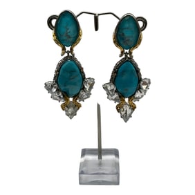 Alexis Bittar Faux Turquoise Drop Dangle Clip on Earrings
