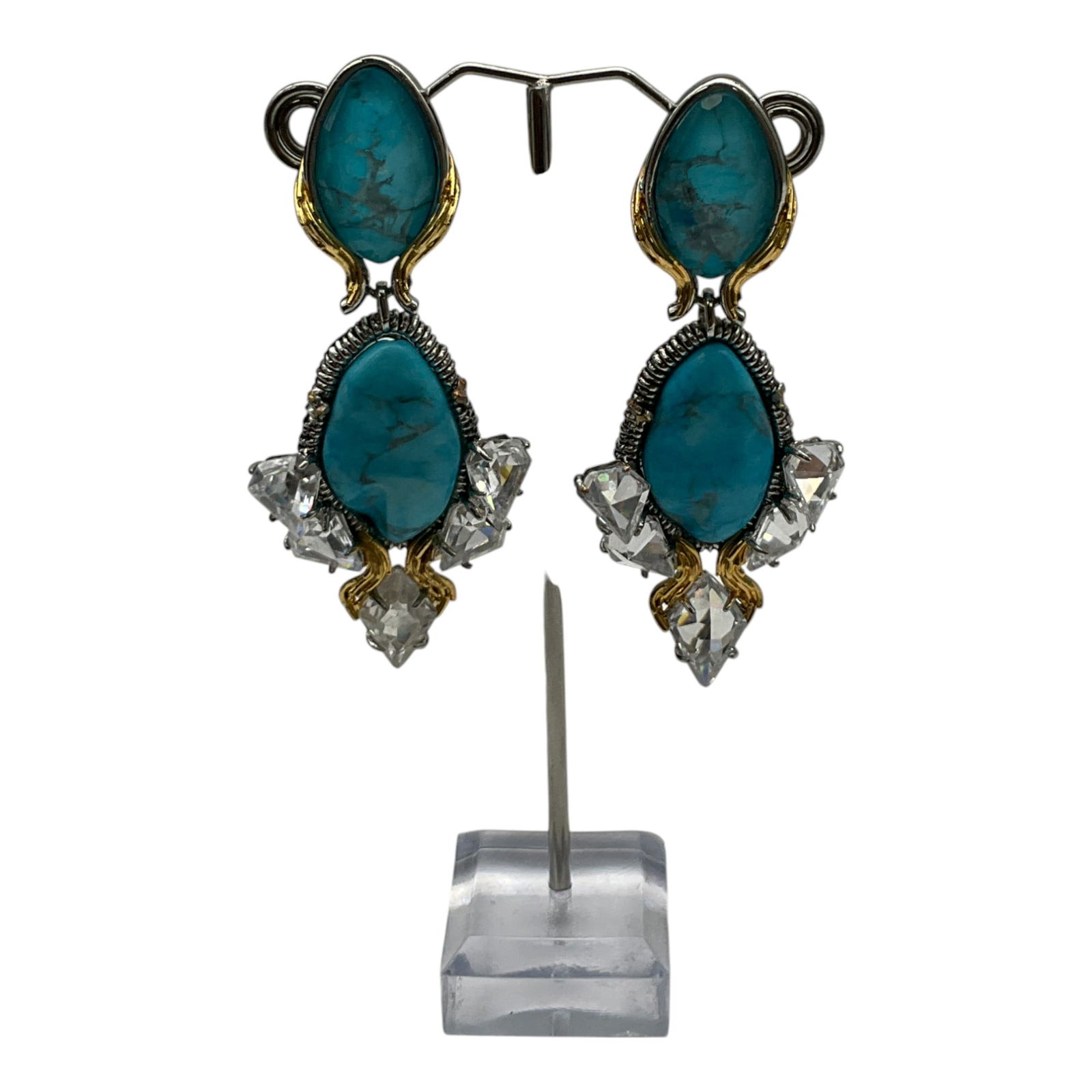 Alexis Bittar Faux Turquoise Drop Dangle Clip on Earrings (1 of 3)