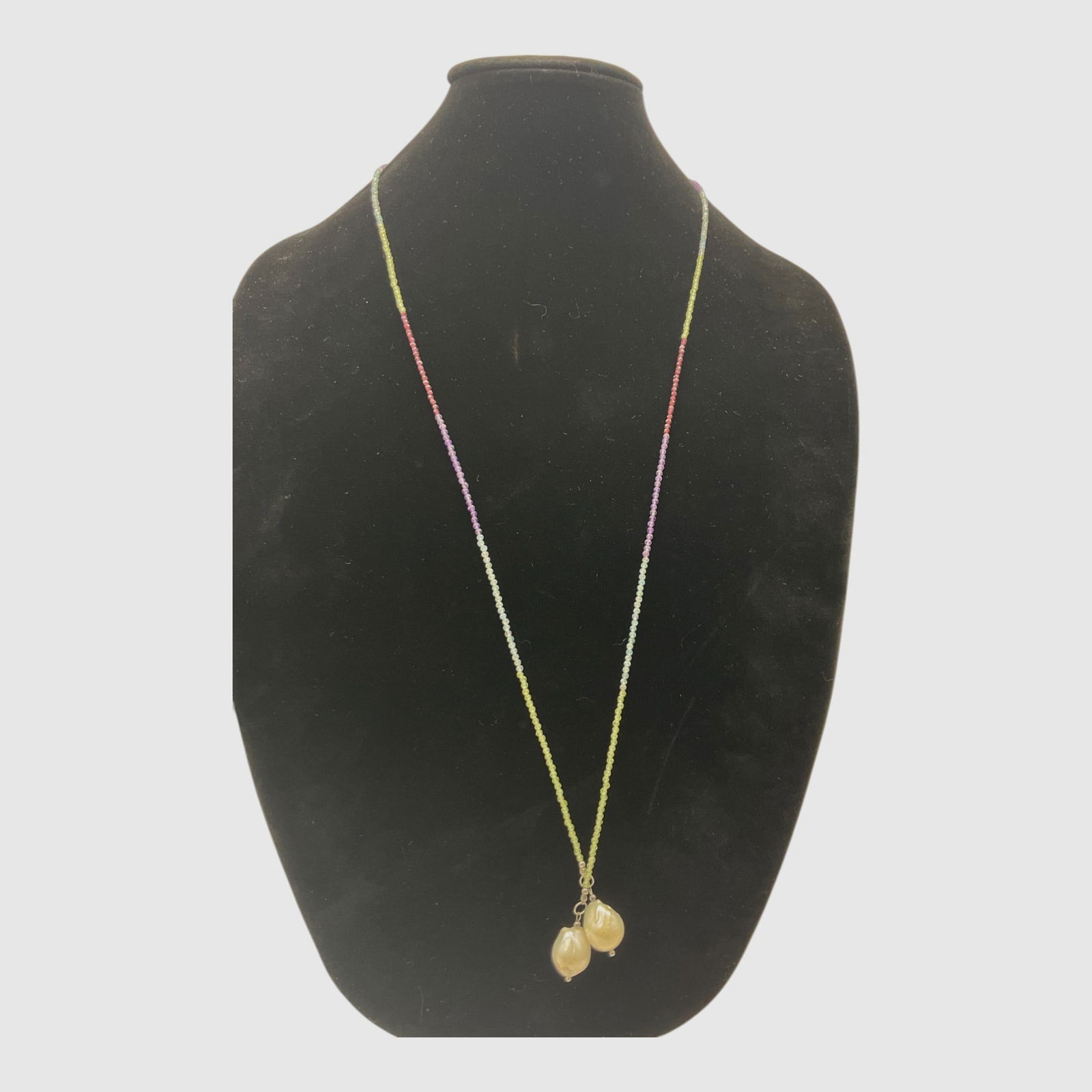 JTV Baroque Pearl Tips and Multi Colored Gemstone Lariat Necklace (1 of 5)