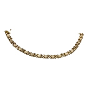 925 Marked Sterling Silver X and Hearts Bracelet