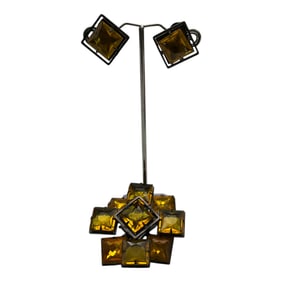 Vintage Schreiner New York Pendant/Brooch and Clip Earring Set