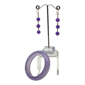 Purple Jade Bracelet and Earring Set