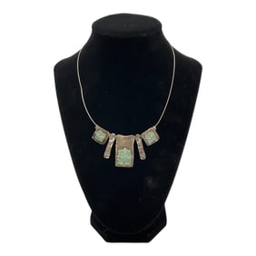 Bella Rosa Israeli 925 Marked Sterling Silver Necklace with Roman Glass