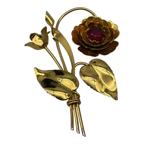 Sterling Marked 925 Sterling Silver Flower Brooch