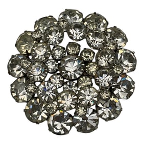 Vintage Clear Rhinestone Multi Layered Brooch