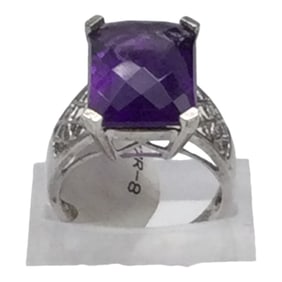 925 QVC Cocktail Ring Signed FP Sz. 8