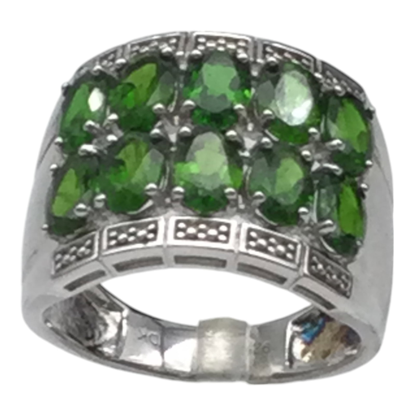 925 JTV Chrome Diopside Ring signed DK Sz. 9: 925 JTV Green Chrome Diopside Cocktail Ring/Band, Signed DK Sz. 9