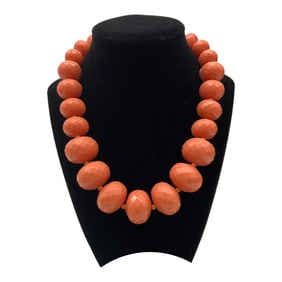 Graziano Chunky Faceted Faux Coral Faceted Beads Necklace