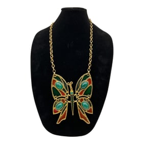 1970's Juliana DeLizza and Elster Large Butterfly Medallion Necklace