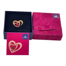 Swarovski  Annual 2005 Triple Heart Pin Brooch Box & Brochure