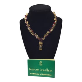925 Floating Gemstone Necklace W/Certificate from Ratnam Jewellers