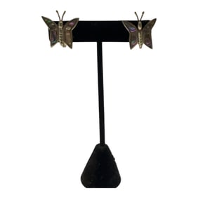 Mexican 925 Sterling Silver and MOP Screw Back Earrings