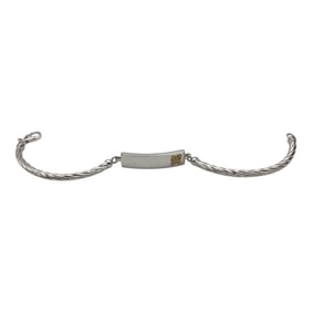 Signed 14K 925 Diamond Accent ID Bracelet