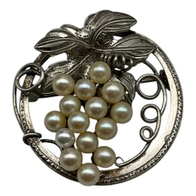Vintage Sterling Silver Grape Cluster Brooch