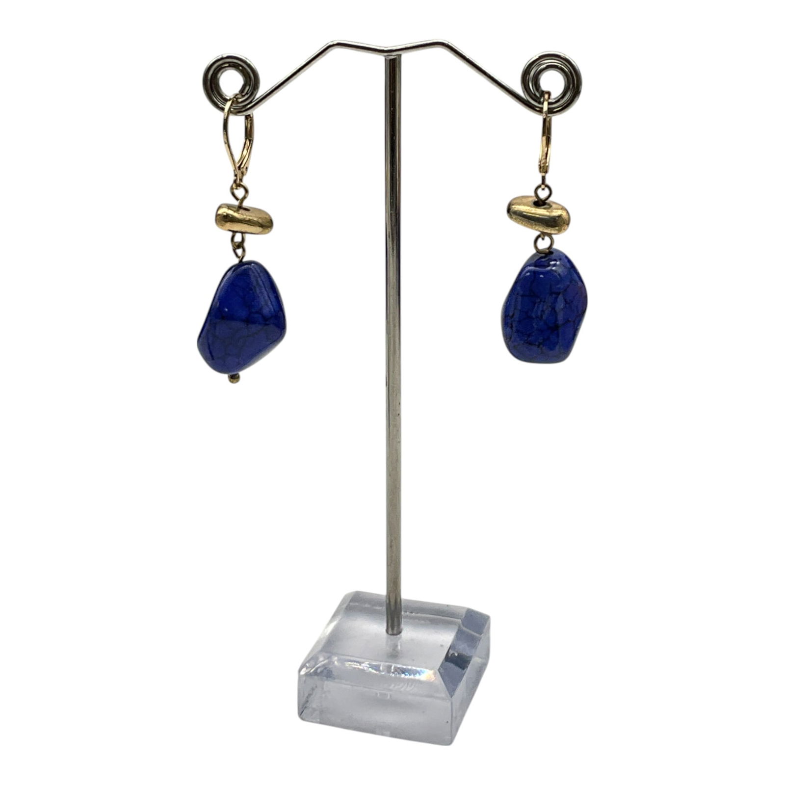 925 Marked Sterling Silver Drop Dangle Lapis Earrings (1 of 4)