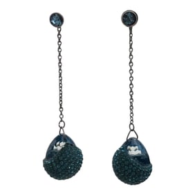 Swarovski Blue Crystals Drop Dangle Ball Earrings