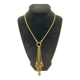 Drop Dangle Tassel Style Gold Tone Necklace
