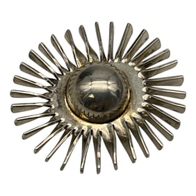 Taxco Mexico Sterling Silver Signed Sun Brooch