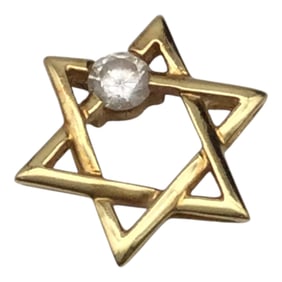 14K David Star Pendant CZ Accent