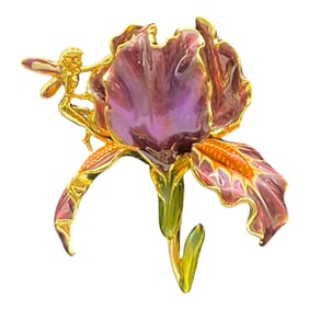 Kirks Folly Enamel Iris and Fairy Brooch