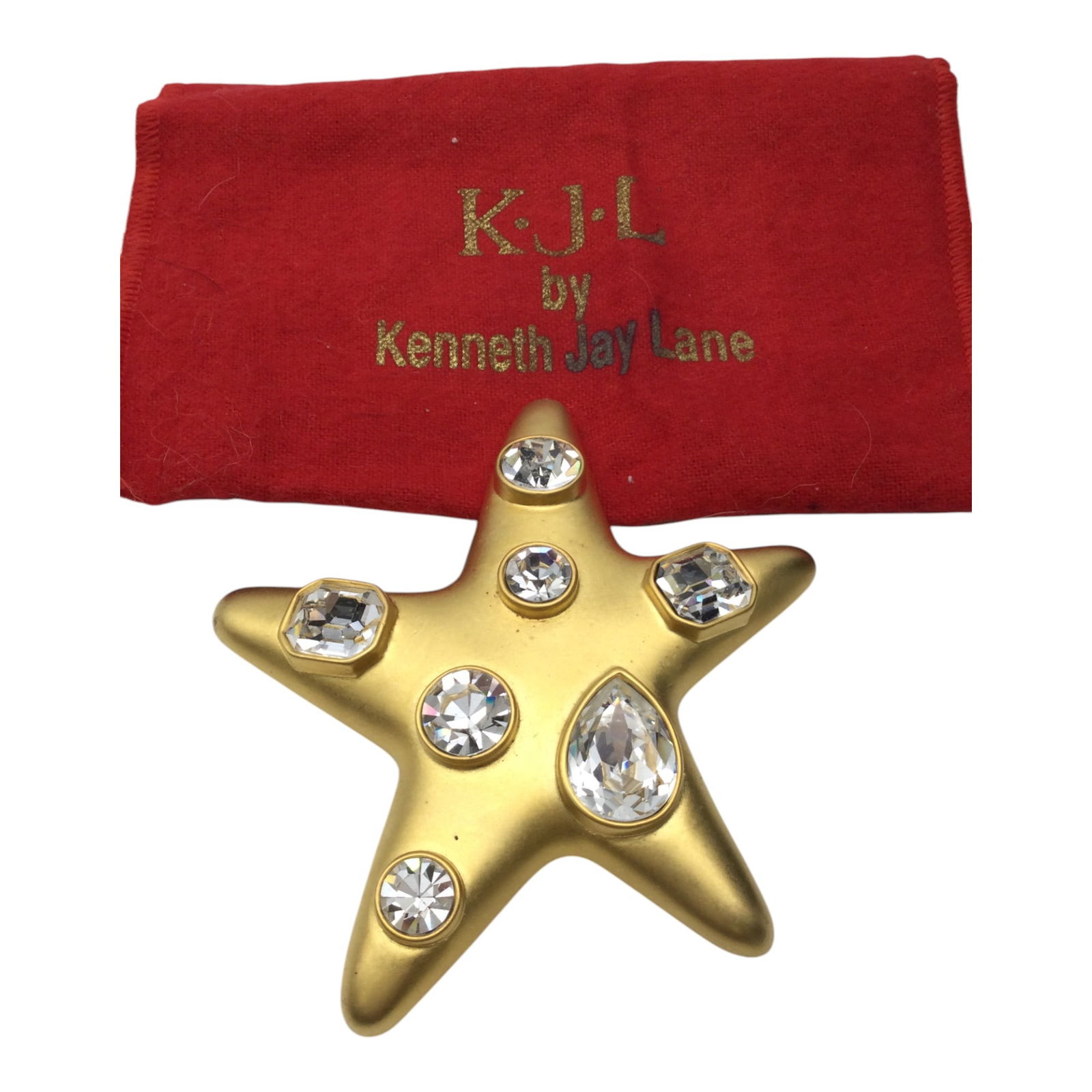 KJL Large Star Shaped Gold Tone Crystal Brooch (1 of 4)