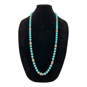 Faux Turquoise Beaded Necklace