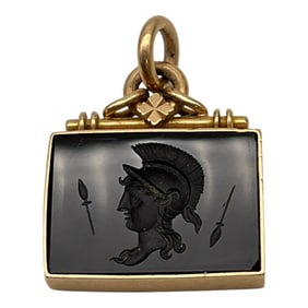 Antique Gold Plated FOB Pendant and Victorian Gold Filled Etruscan Locket