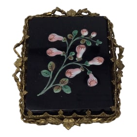 Antique Mourning Pendant/Brooch With Floral Intaglio