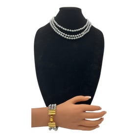 KJL Gray Pearl Bracelet and Necklace Set
