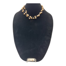 Multi Strand Floating Pearl Necklace w/Matching Stud Earrings