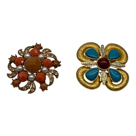 Pair of Gold Tone Brooches