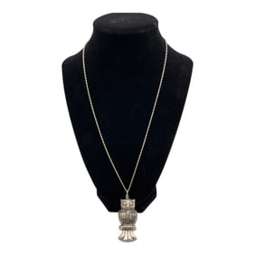 925 Stamped Sterling SIlver Necklace with Owl Pendant